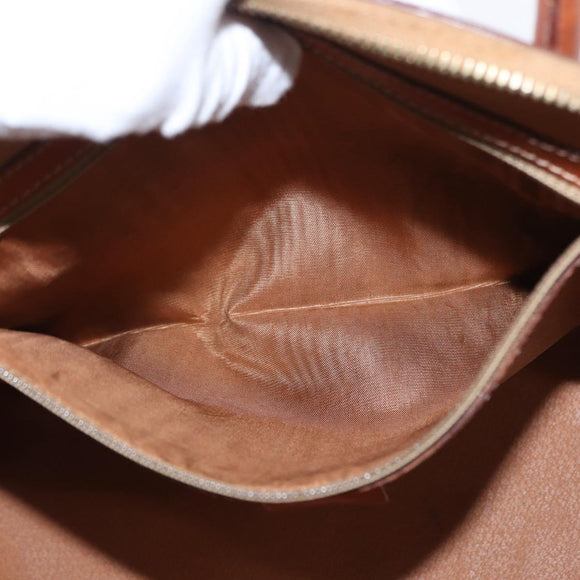 CELINE Macadam Canvas Hand Bag PVC Leather 2way Brown Gold Auth ka662