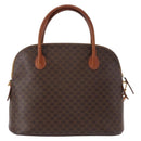 CELINE Macadam Canvas Hand Bag PVC Leather 2way Brown Gold Auth ka662-2