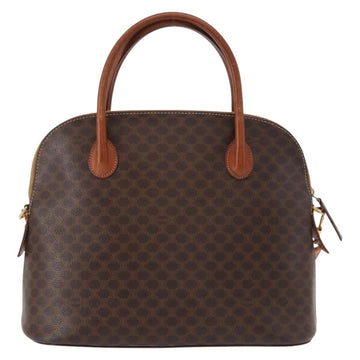CELINE Macadam Canvas Hand Bag PVC Leather 2way Brown Gold Auth ka662 - 0