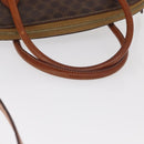 CELINE Macadam Canvas Hand Bag PVC Leather 2way Brown Gold Auth ka662-7