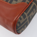 FENDI Zucca Canvas Mamma Baguette Shoulder Bag PVC Brown Black Auth ka6620-9