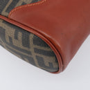 FENDI Zucca Canvas Mamma Baguette Shoulder Bag PVC Brown Black Auth ka6620-16