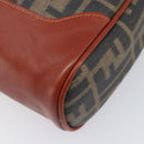 FENDI Zucca Canvas Mamma Baguette Shoulder Bag PVC Brown Black Auth ka6620-17