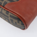 FENDI Zucca Canvas Mamma Baguette Shoulder Bag PVC Brown Black Auth ka6620-18