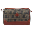 FENDI Zucca Canvas Mamma Baguette Shoulder Bag PVC Brown Black Auth ka6620-13