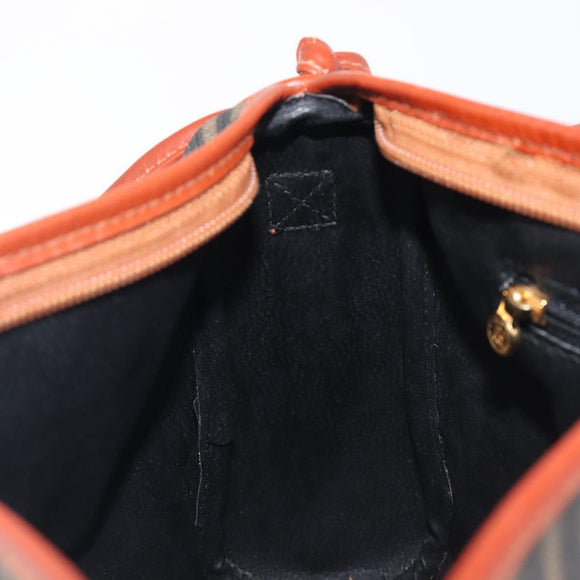 FENDI Zucca Canvas Mamma Baguette Shoulder Bag PVC Brown Black Auth ka6620