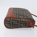 FENDI Zucca Canvas Mamma Baguette Shoulder Bag PVC Brown Black Auth ka6620-3