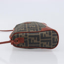FENDI Zucca Canvas Mamma Baguette Shoulder Bag PVC Brown Black Auth ka6620-4