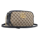 GUCCI GG Canvas GG Marmont Chain Shoulder Bag Black Gold 447632 Auth ka6623V-1