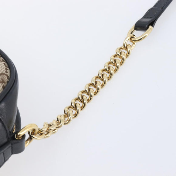 GUCCI GG Canvas GG Marmont Chain Shoulder Bag Black Gold 447632 Auth ka6623V