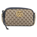 GUCCI GG Canvas GG Marmont Chain Shoulder Bag Black Gold 447632 Auth ka6623V-2