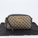 GUCCI GG Canvas GG Marmont Chain Shoulder Bag Black Gold 447632 Auth ka6623V-29