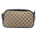 GUCCI GG Canvas GG Marmont Chain Shoulder Bag Black Gold 447632 Auth ka6623V-3