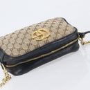 GUCCI GG Canvas GG Marmont Chain Shoulder Bag Black Gold 447632 Auth ka6623V-6