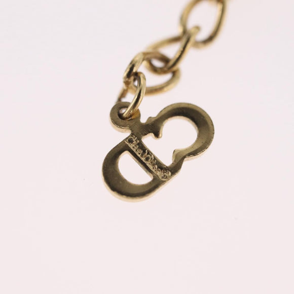 Christian Dior Rhinestone Necklace metal Gold Tone Auth ka6626