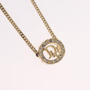 Christian Dior Rhinestone Necklace metal Gold Tone Auth ka6626-3