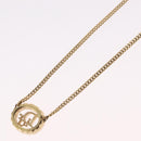 Christian Dior Rhinestone Necklace metal Gold Tone Auth ka6626-9