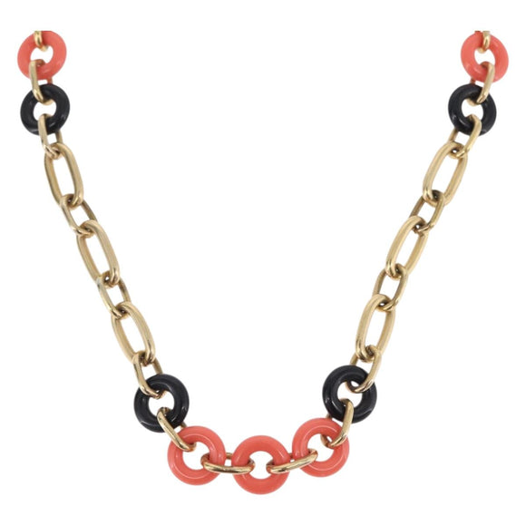 Christian Dior Necklace Metal Gold Tone Auth ka6628