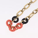 Christian Dior Necklace Metal Gold Tone Auth ka6628-8