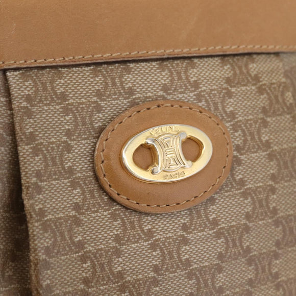 CELINE Macadam Canvas Shoulder Bag PVC Beige Gold Auth ka6630