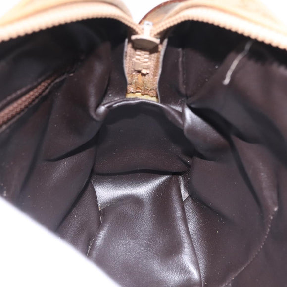 CELINE Macadam Canvas Shoulder Bag PVC Beige Gold Auth ka6630