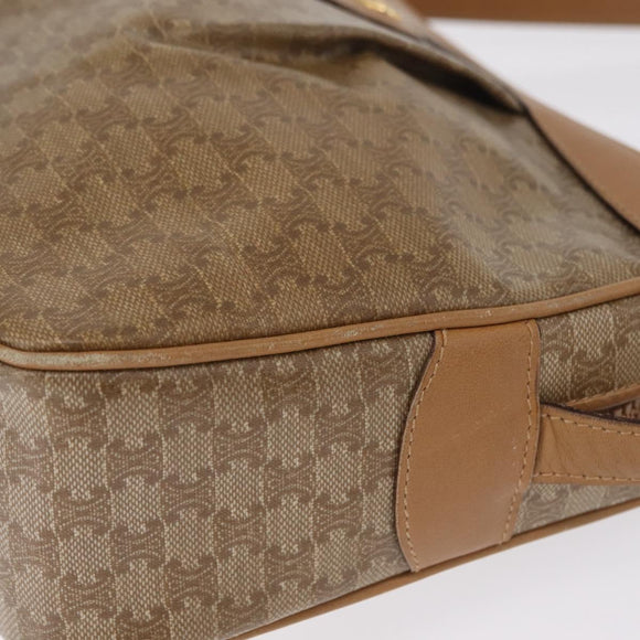 CELINE Macadam Canvas Shoulder Bag PVC Beige Gold Auth ka6630
