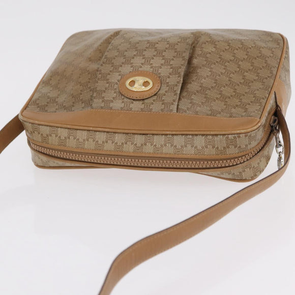 CELINE Macadam Canvas Shoulder Bag PVC Beige Gold Auth ka6630