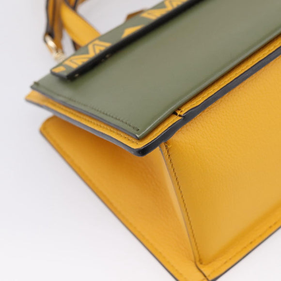 MCM Milan Line Shoulder Bag Leather Yellow Gold Auth ka6631