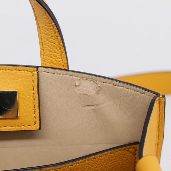 MCM Milan Line Shoulder Bag Leather Yellow Gold Auth ka6631