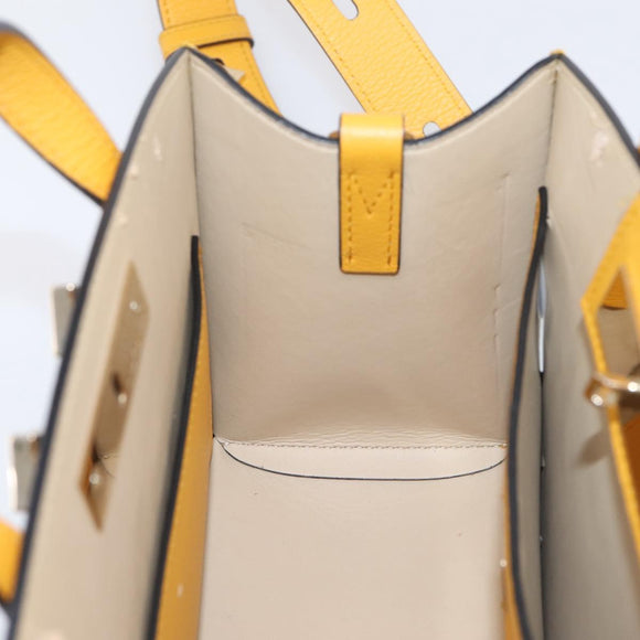 MCM Milan Line Shoulder Bag Leather Yellow Gold Auth ka6631