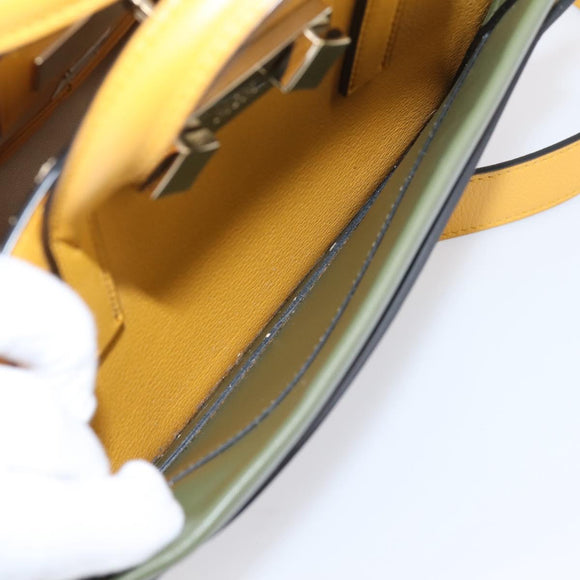 MCM Milan Line Shoulder Bag Leather Yellow Gold Auth ka6631