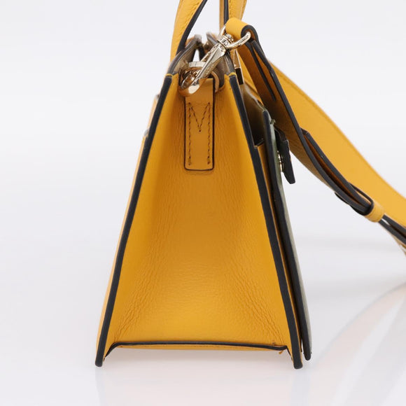 MCM Milan Line Shoulder Bag Leather Yellow Gold Auth ka6631