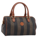 FENDI Pecan Canvas Hand Bag PVC Black Brown Auth ka6633-1