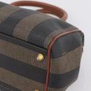 FENDI Pecan Canvas Hand Bag PVC Black Brown Auth ka6633-9