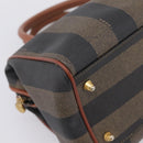 FENDI Pecan Canvas Hand Bag PVC Black Brown Auth ka6633-14
