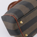 FENDI Pecan Canvas Hand Bag PVC Black Brown Auth ka6633-16