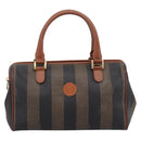 FENDI Pecan Canvas Hand Bag PVC Black Brown Auth ka6633-13