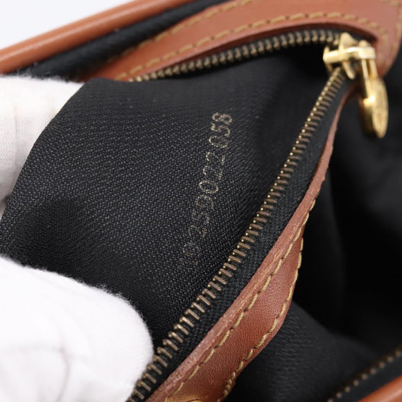 FENDI Pecan Canvas Hand Bag PVC Black Brown Auth ka6633