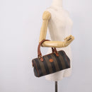 FENDI Pecan Canvas Hand Bag PVC Black Brown Auth ka6633-22