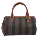 FENDI Pecan Canvas Hand Bag PVC Black Brown Auth ka6633-2