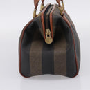 FENDI Pecan Canvas Hand Bag PVC Black Brown Auth ka6633-3