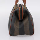 FENDI Pecan Canvas Hand Bag PVC Black Brown Auth ka6633-4