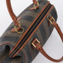 FENDI Pecan Canvas Hand Bag PVC Black Brown Auth ka6633-6