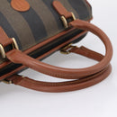 FENDI Pecan Canvas Hand Bag PVC Black Brown Auth ka6633-7