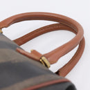 FENDI Pecan Canvas Hand Bag PVC Black Brown Auth ka6633-8