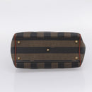FENDI Pecan Canvas Hand Bag PVC Black Brown Auth ka6633-5