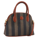 FENDI Pecan Canvas Hand Bag PVC 2way Black Brown Auth ka6634V-1