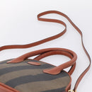 FENDI Pecan Canvas Hand Bag PVC 2way Black Brown Auth ka6634V-15