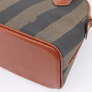 FENDI Pecan Canvas Hand Bag PVC 2way Black Brown Auth ka6634V-17