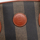 FENDI Pecan Canvas Hand Bag PVC 2way Black Brown Auth ka6634V-20